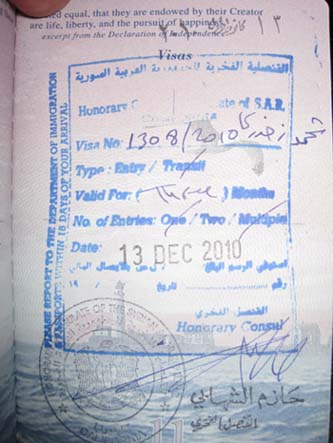 Syria passport stamp